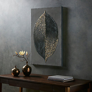 Madison Park Charcoal/Gold Heavy Textured Canvas with Gold Foil Embellishment, , rollover