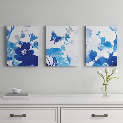 Madison Park Blue Gel Coated Canvas 3 Piece Set, , rollover