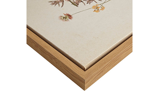 Add cottage-inspired charm to your home decor with this Martha Stewart framed canvas herbarium set. Each piece features quaint wildflowers that create a charming transitional look. Each piece uses a sawtooth fixture on the back to make them easy to display. Soften your space by incorporating this wall art set into your bedroom, kitchen or living room.Set of 2 | Made of linen canvas, engineered wood and polystyrene | White and gray | Gallery wrapped canvas | Giclee reproduction | Ready to hang (sawtooth hangers) | Indoor use only | Imported