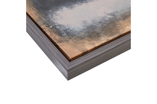 The Martha Stewart "Stratus" wall art brings a simple-yet-sophisticated touch to your home decor. This framed canvas showcases an abstract composition in shades of gray and charcoal for a contemporary look. A black frame completes the design, while the gel coating provides an additional layer to protect the colors from fading. This stunning piece brings a modern touch to your living space anywhere it's displayed.Made of canvas, engineered wood, acrylic, polystyrene and paper | Gray and charcoal hues with textured gel coating | Frame with black finish | Gallery wrapped canvas | Giclee reproduction | Ready to hang (D-ring hangers) | Indoor use only | Imported