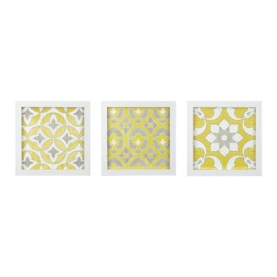 Madison Park Yellow Framed Gel Coated Paper Set of 3, , large