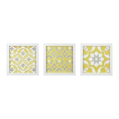 Madison Park Yellow Framed Gel Coated Paper Set of 3, , large