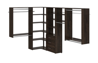 EasyFit Modern Raised Ultimate Corner Closet System 66 Width, Truffle