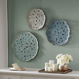 Madison Park Blue Blue Iron Painted Wall Decor Set of 3, , rollover