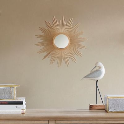 Fiore Round Sunburst Wall Decor Mirror, Gold