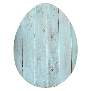 Rustic Farmhouse 24 In. Turquoise Wood Egg, Turquoise, large