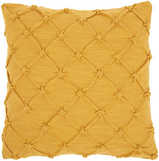 Nourison Kathy Ireland Pin Tuck 18" X 18" Throw Pillow, Yellow, large
