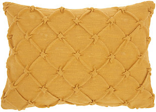 Nourison Kathy Ireland Pin Tuck 14" X 20" Throw Pillow, Yellow, large