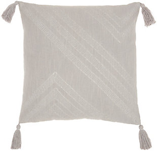 Nourison Kathy Ireland Oversize Metallic Embroidered Square 20" X 20" Throw Pillow, Gray, large