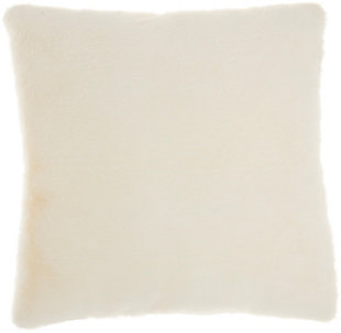 Nourison Mina Victory Oversize Faux Fur 20" X 20" Throw Pillow, White, large