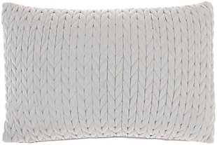 Nourison Mina Victory Life Styles Quilted Chevron 14"x20" Throw Pillow, Light Gray, large