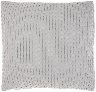 Nourison Mina Victory Life Styles Quilted Chevron 22"x22" Throw Pillow, Light Gray, large