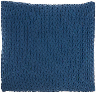 Nourison Mina Victory Life Styles Quilted Chevron 22"x22" Throw Pillow, Blue, large