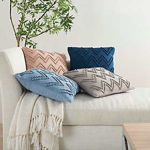 Lend a refreshing and modern vibe to your living room or bedroom with this stylish throw pillow from mina victory. In a delightful pop of pattern, its chunky chevron motif is woven in high-low style for a cozy, textural effect. Handcrafted with a durable cotton and wool face, cotton back and plush polyfill insert, this pillow is the perfect accent to your living space.Made of wool and cotton | Handcrafted | Soft polyfill | Zipper closure | Imported | Spot clean