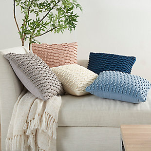 Add a cohesive and welcoming finish to your living room or bedroom decor with this throw pillow from mina victory. Texturally woven dotted stripes fashionably complement a variety of styles, from modern minimalism to farmhouse and country. This throw pillow is handcrafted of soft poly-cotton fibers, and includes a removable polyester insert for easy spot cleaning.Made of 100% cotton and polyester | Handcrafted | Soft polyfill | Zipper closure | Imported | Spot clean