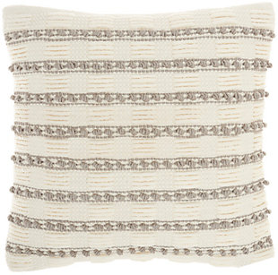 Nourison Mina Victory Life Styles Woven Lines And Dots 18" X 18" Throw Pillow, Light Gray, large