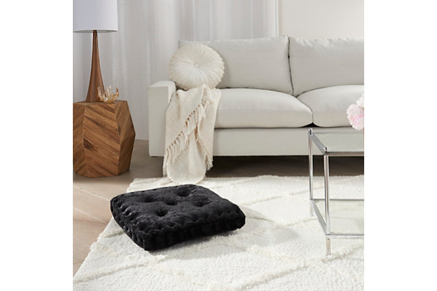 Relax in the comfort of this accent seat cushion from mina victory. Stuffed with plush polyester and wrapped in luxe poly-velvet, this classic tufted cushion will easily become a staple for your floor or chair seating. Combine several to make a larger seating area or for an extra-cozy lounge area. This design is a versatile fit for glam, modern and boho-chic decor.Made of polyester and cotton | Handcrafted | Soft polyfill | Imported | Spot clean