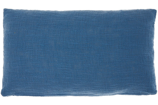 Take your casual decor up a notch with this oblong throw pillow from Mina Victory Home Accents. Pure cotton, woven skillfully with nubby stitches, adds subtle texture to your couch, chair or other seating area. A hidden zipper closure makes it a breeze to remove the polyester insert for spot cleaning.Made of 100% cotton | Handcrafted | Soft polyfill | Zipper closure | Imported | Spot clean