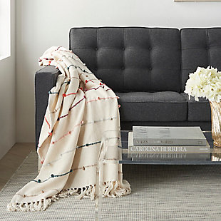 Nourison Mina Victory Life Styles Ribbed Dotted Throw Blanket, , rollover