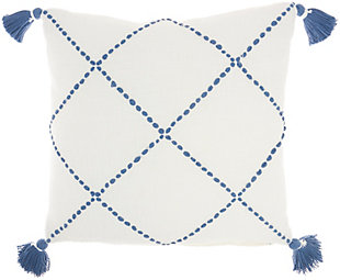 Nourison Mina Victory Life Styles Braided Lattice 20" X 20" Tasseled Throw Pillow, Blue, large