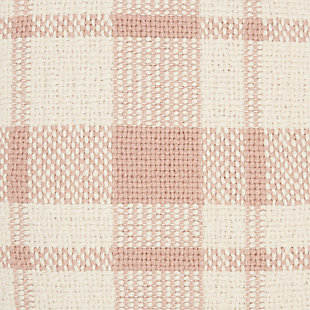Invite down-to-earth comfort to your home with this handcrafted throw pillow from the kathy ireland® home studio collection. Charmingly woven plaid in blush pink and ivory tones makes this cotton accent pillow a cozy addition to contemporary and rustic farmhouse styles of decor. A zipper closure makes removing the cover for spot cleaning easy, while the soft insert adds plush, lump-free support. This collection has something special for every decorating taste.Handcrafted | Made of 100% cotton | Soft polyfill |  zipper closure | Imported | Spot clean