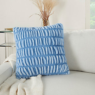 Glamorous, decorative, and oh-so-soft, this ruched faux rabbit fur throw pillow by mina victory home accents is just what you need to dress up your living room with ease. Handmade of polyester in ocean blue with hints of natural ivory, this pillow adds textural appeal to your couch, chair or other seating area. It includes a plush insert and zipper closure, so you can clean spills with ease. Indulge your taste for luxury and bring a warm, welcoming feeling to any room with this artistic creation.Handcrafted | Made of 100% polyester | Soft polyfill | Zipper closure | Faux fur |  imported |  spot clean