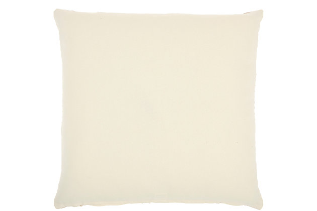 This handcrafted broken stripe throw pillow from the kathy ireland® home studio collection brings artistic ambience into any room. Its contemporary design has roots in ethnic patterns, making it a beautiful accent pillow for modern, eclectic or bohemian decor. It's undeniably chic and delightfully comfortable, with a spot-cleanable cotton front and back, a zipper closure and a plump insert.Handcrafted | Made of 100% polyester | Soft polyfill | Zipper closure | Imported | Spot clean