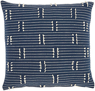 Nourison Kathy Ireland Striped Stitch 18" X 18" Throw Pillow, Navy, large