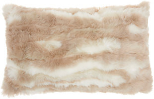 Nourison Mina Victory Angora Faux Rabbit Fur 14" X 24" Throw Pillow, , large