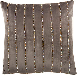 Lounge in luxury with this enchanting throw pillow by mina victory. Its lush and velvety dark gray cover is accented by rows of beaded stripes for an ultra-glam effect on your sofa, bed or chair. Handcrafted of velvet, this accent pillow has a zipper closure and a cozy polyester fill for added comfort.Handcrafted | Made of 100% velvet | Soft polyfill | Zipper closure | Beaded stripes | Imported | Spot clean