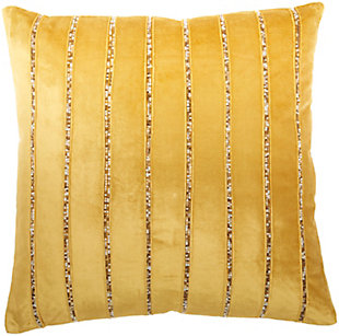 Nourison Mina Victory Sofia Beaded Striped 20" X 20" Throw Pillow, Gold, large