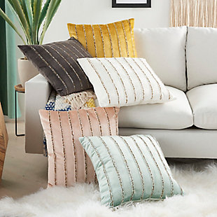 Lounge in luxury with this enchanting throw pillow by mina victory. Its lush and velvety gold cover is accented by rows of beaded stripes for an ultra-glam effect on your sofa, bed or chair. Handcrafted of velvet, this accent pillow has a zipper closure and a cozy polyester fill for added comfort.Handcrafted | Made of 100% velvet | Soft polyfill | Zipper closure | Beaded stripes | Imported | Spot clean