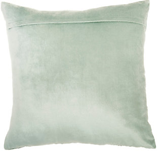 Lounge in luxury with this enchanting throw pillow by mina victory. Its lush and velvety cover in celadon green is accented by rows of beaded stripes for an ultra-glam effect on your sofa, bed or chair. Handcrafted of velvet, this accent pillow has a zipper closure and a cozy polyester fill for added comfort.Handcrafted | Made of 100% velvet | Soft polyfill | Zipper closure | Beaded stripes | Imported | Spot clean
