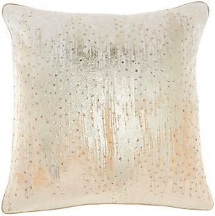 Bring modern flair to a favorite chair, sofa or bed with the fresh style of this handcrafted mina victory accent pillow. It's a unique accessory in shaded velvet with the subtle gleam of foil printing, and the texture of hand-beaded embroidery. In beige ombre on gold, with cotton back.Handcrafted | Hand-beaded embroidery | Made of velvet with cotton back | Soft polyfill | Zipper closure | Foil printing | Spot clean