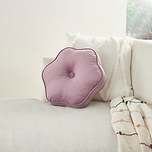Toss a touch of elegant whimsy into your home with this delightfully soft throw pillow in a charming flower shape. Handcrafted with care, it features a plush cotton velvet cover in a delicate shade of lavender, with contrasting piped trim around the edges and a pom-pom center. This creation from the mina victory sofia collection is ideal for any cozy couch or chair where you want to relax in comfort and style.Handcrafted | Made of 100% cotton | Soft polyfill | Flower shape | Contrasting piped edges | Center pom-pom | Imported | Spot clean