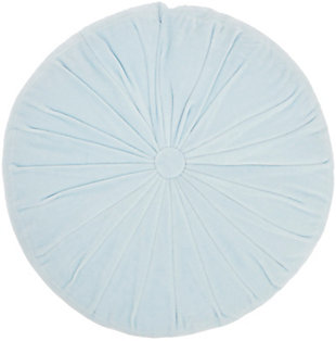 Indulge in the velvety-soft texture of this round throw pillow by mina victory. Its ruched cotton cover gives your living room or bedroom a beautiful and refined look. Crafted in a sky blue tone, it fits seamlessly in boho-modern styles of decor. Toss this luxurious pillow on your sofa or bed for an instant uplift in elegance, or on the floor with other accent pillows for an extra comfy cushion. Includes zipper closure.Handcrafted | Made of 100% cotton; tufted cover | Soft polyfill | Zipper closure | Imported | Spot clean
