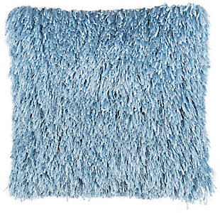 This funky shag pillow is the easiest way to add texture and a fresh style to any room. With its ocean blue hue and ultra-plush texture, this modern mina victory throw pillow offers premier comfort and style. Elegant in its simplicity, its solid-toned face is handcrafted of soft, ribbon-style polyester shag with a velvety-soft polyester back. Includes a removable polyester insert.Handcrafted | Made of 100% polyester | Removable soft polyfill insert | Zipper closure | Imported | Spot clean