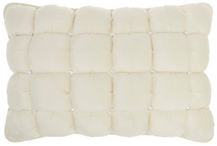 Nourison Mina Victory Sofia Luminescence Quilted Swarovski 14" X 20" Throw Pillow, Ivory, large