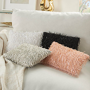 Jewelry for your rooms. The classic shag design is reimagined in this beaded tassel lumbar pillow from mina victory home accents. On its polyester face, black sequins and strings of beads create a delightfully textured effect. This contemporary pillow is handmade in a rectangle and includes a removable polyester insert with zipper closure.Handcrafted | Made of 100% cotton | Removable soft polyfill insert | Finished with black sequins and beads | Pattern appears on face only | Zipper closure | Imported | Spot clean
