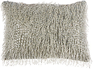 Nourison Mina Victory Luminescence Beaded 10" X 14" Throw Pillow, Silver, large