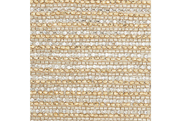 Jewelry for your rooms. Show off your elegant style with this glam lumbar pillow from mina victory home accents. A stunning addition to your pillow mix, its face is covered with shimmering goldtone beads in a stripe pattern for a luxe, eye-catching effect. This contemporary pillow is handmade of polyester and includes a polyfill insert with zipper closure.Handcrafted | Made of 100% polyester | Soft polyfill insert | Covered in goldtone beads in a stripe pattern | Pattern appears on face only | Zipper closure | Imported | Spot clean