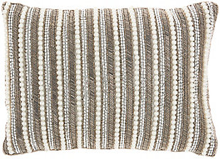 Nourison Mina Victory Luminescence Beaded Vertical Striped 10" X 14" Throw Pillow, , large