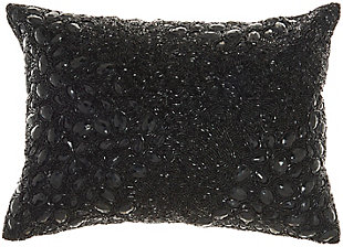 Jewelry for your rooms. Dazzling, creative, and positively bold, this glam lumbar pillow from mina victory home accents dresses up the look of any room with ease. Its cover, adorned with black beads and faux crystals, gives your couch or chair a brilliant appearance. This contemporary rectangular throw pillow includes a hidden zipper closure so that you can easily remove the polyfill insert for spot cleaning. Handmade with polyester front cover and cotton back cover.Handcrafted | 100% polyester front cover; 100% cotton back cover | Removable soft polyfill insert | Adorned with black beads and faux crystals | Beaded pattern appears on face only | Zipper closure | Imported | Spot clean