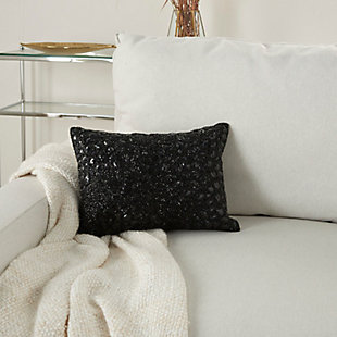 Jewelry for your rooms. Dazzling, creative, and positively bold, this glam lumbar pillow from mina victory home accents dresses up the look of any room with ease. Its cover, adorned with black beads and faux crystals, gives your couch or chair a brilliant appearance. This contemporary rectangular throw pillow includes a hidden zipper closure so that you can easily remove the polyfill insert for spot cleaning. Handmade with polyester front cover and cotton back cover.Handcrafted | 100% polyester front cover; 100% cotton back cover | Removable soft polyfill insert | Adorned with black beads and faux crystals | Beaded pattern appears on face only | Zipper closure | Imported | Spot clean