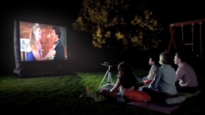 Total Homefx 1500 Outdoor Theatre Kit with 72 Inch Inflatable Screen and Speaker, Black
