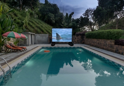Total Homefx 1500 Outdoor Theatre Kit with 108 Inch Inflatable Screen, Black