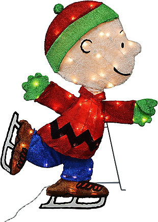 Peanuts 32 Inch Skating Charlie Brown Outdoor 2D LED Yard Decor, , large