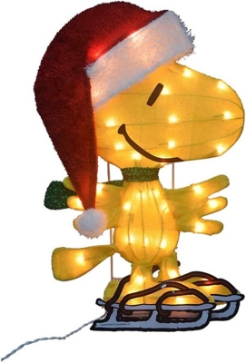 18" Peanuts Snoopy Ice Skating with Woodstock Hammered Metal Christmas Decor 