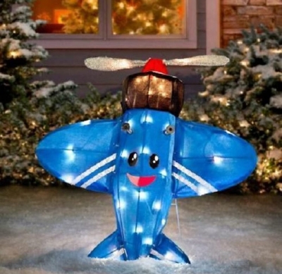 Rudolph 24 Inch Misfit Airplane Outdoor 3D LED Yard Decor, Blue