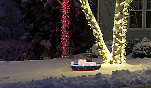 Rudolph 24 Inch Misfit Boat Outdoor 3D LED Yard Decor, , rollover